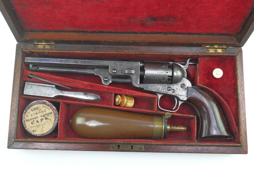 Colt London Navy Revolver, Very Fine, Engraved, Cased. SN X2028