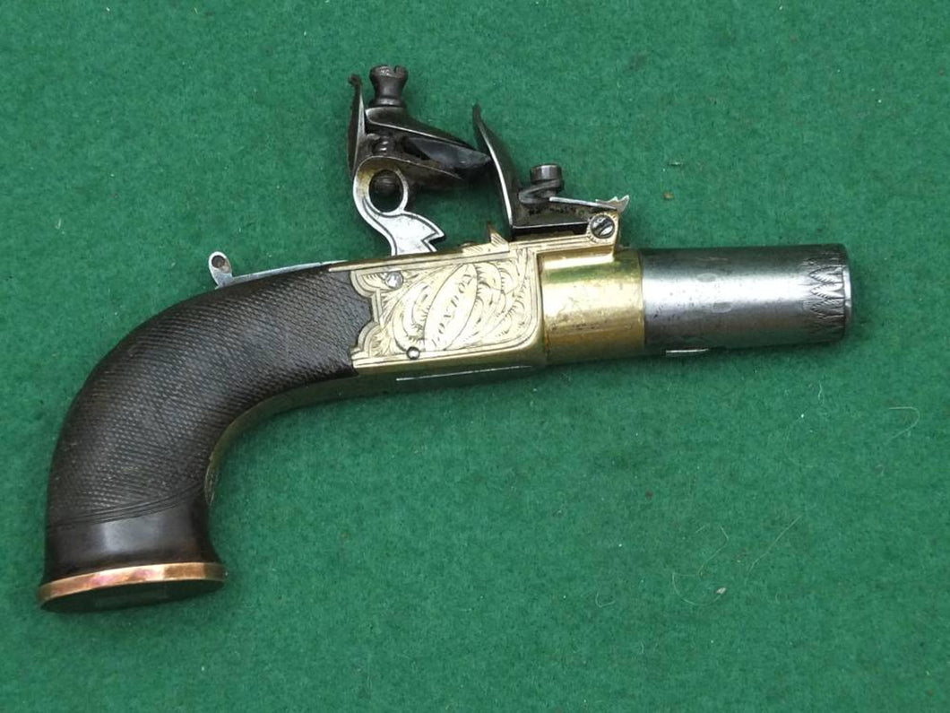 Flintlock Brass Pocket Pistol by Smith. SN 8510