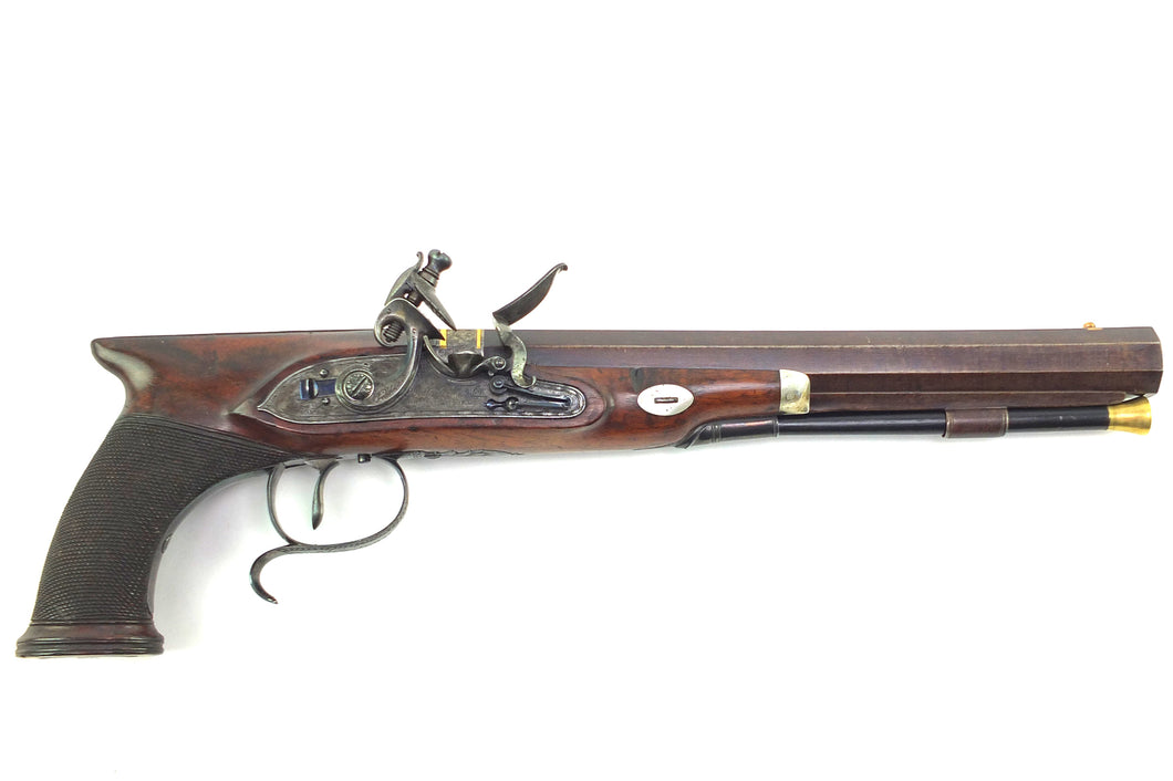 Flintlock Saw Handled Duelling Pistol by H.W. Mortimer & Son, very fine. SN 8980