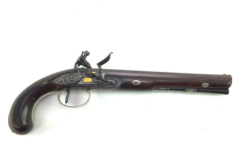 Flintlock Duelling Pistol by Wogdon, very fine & rare silver mounted example. SN 8871