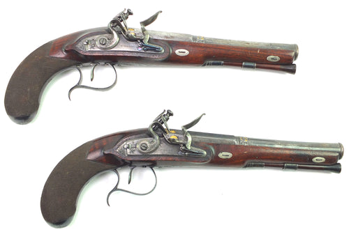 Flintlock Holster Pistols with Spanish Barrels by P. Bond, very high quality pair. SN 8987