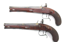 Load image into Gallery viewer, Flintlock Holster Pistols with Spanish Barrels by P. Bond, very high quality pair. SN 8987
