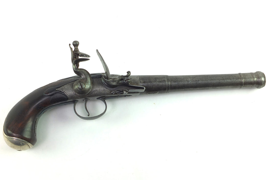 Queen Anne Cannon Barrel Flintlock Holster Pistol by David Wynn, fine. SN 8992