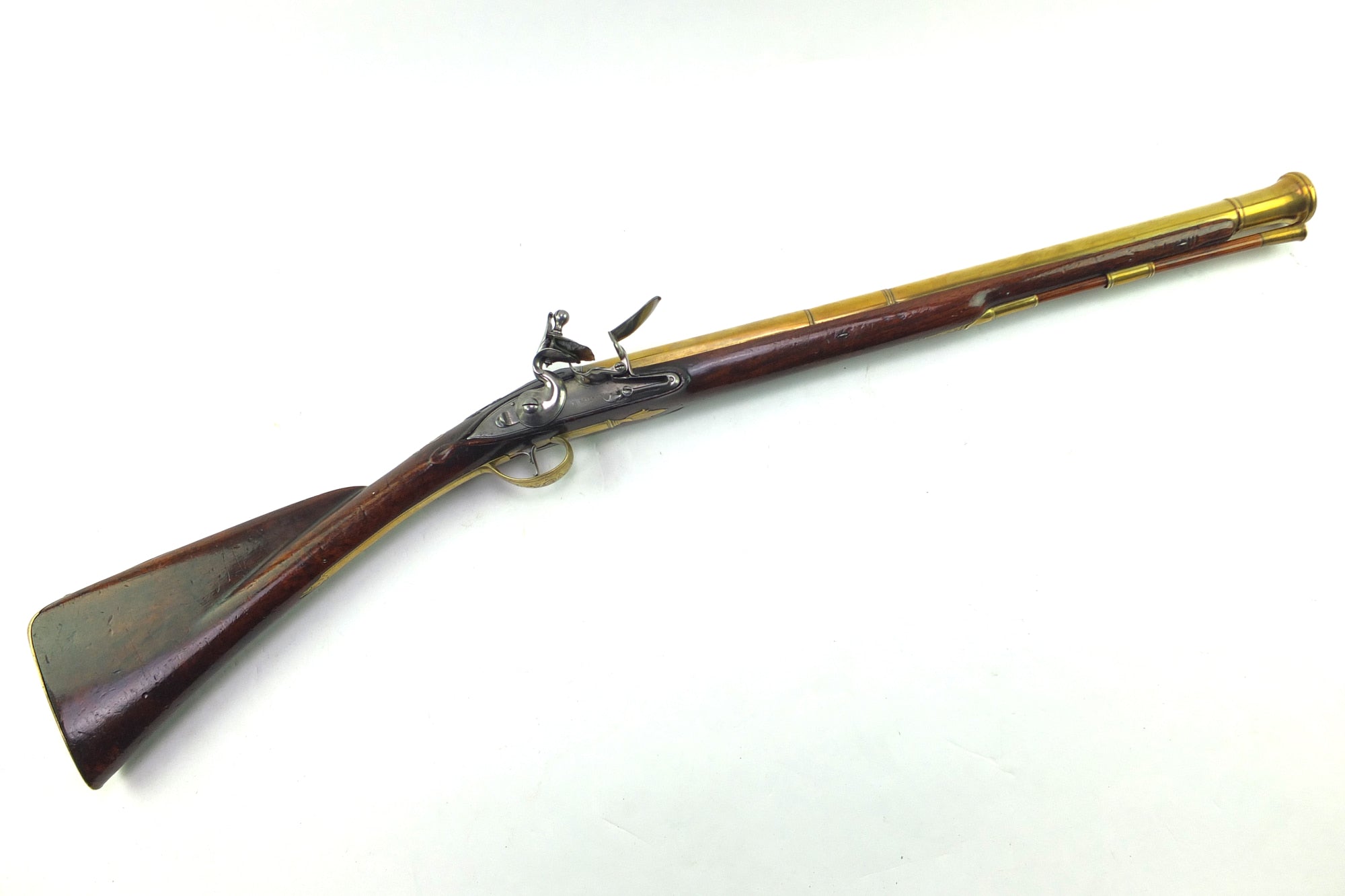 An Unusual Cased British Flintlock Brass Barrel Blunderbuss, R