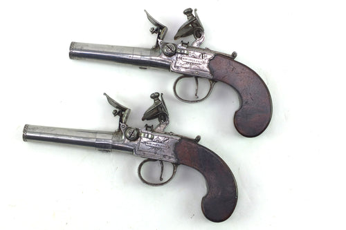 Superimposed Load Tap Action Flintlock Pistols by Nicholson, very rare pair. SN 8945
