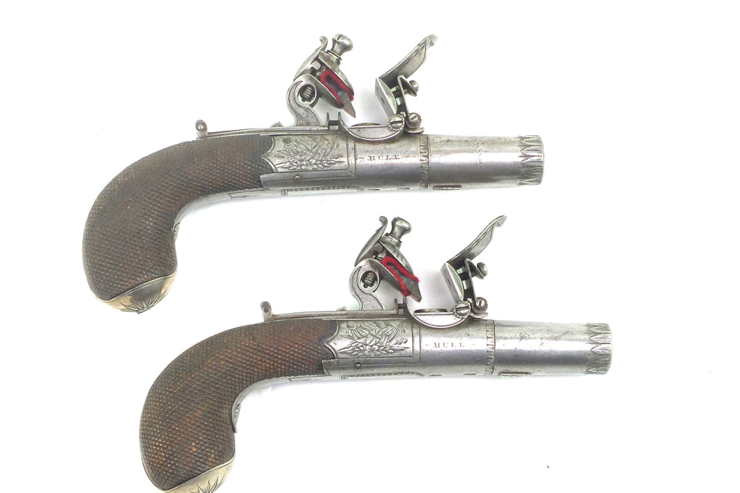 Flintlock Pocket Pistols by Wallis of Hull, fine pair. SN X2075