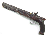 Load image into Gallery viewer, Flintlock Saw Handle Duelling Pistol by T. Duddell, fine, silver mounted. SN 8917

