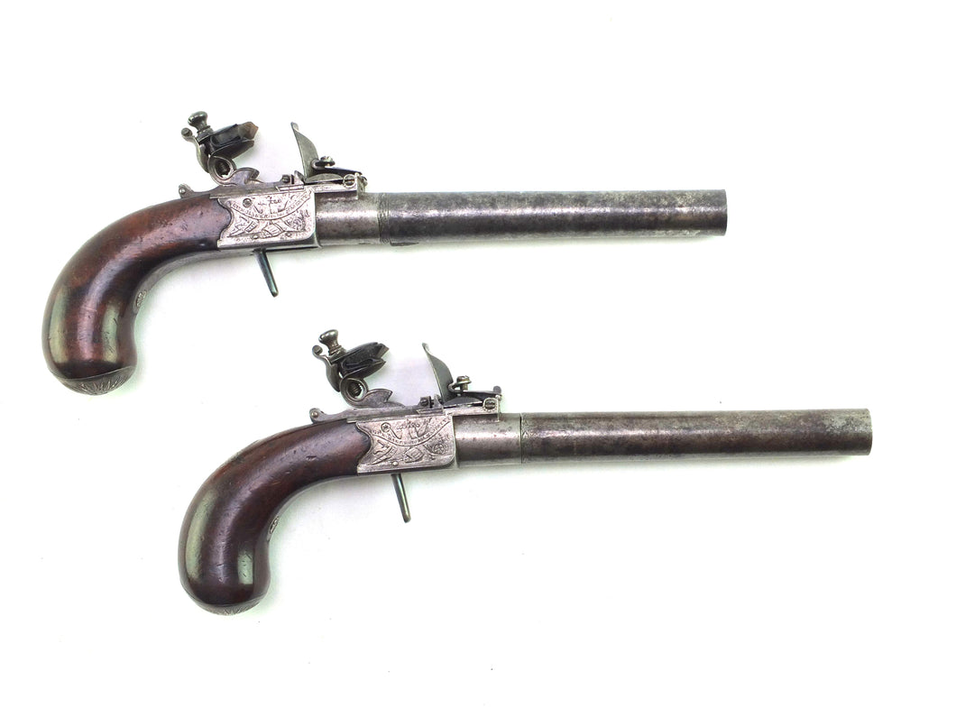 Flintlock Travelling Pistols by H.W.Mortimer. SN 8684