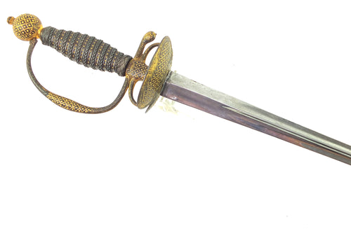 French Small Sword with Chiselled Iron Hilt with Gold Inlay. SN8785