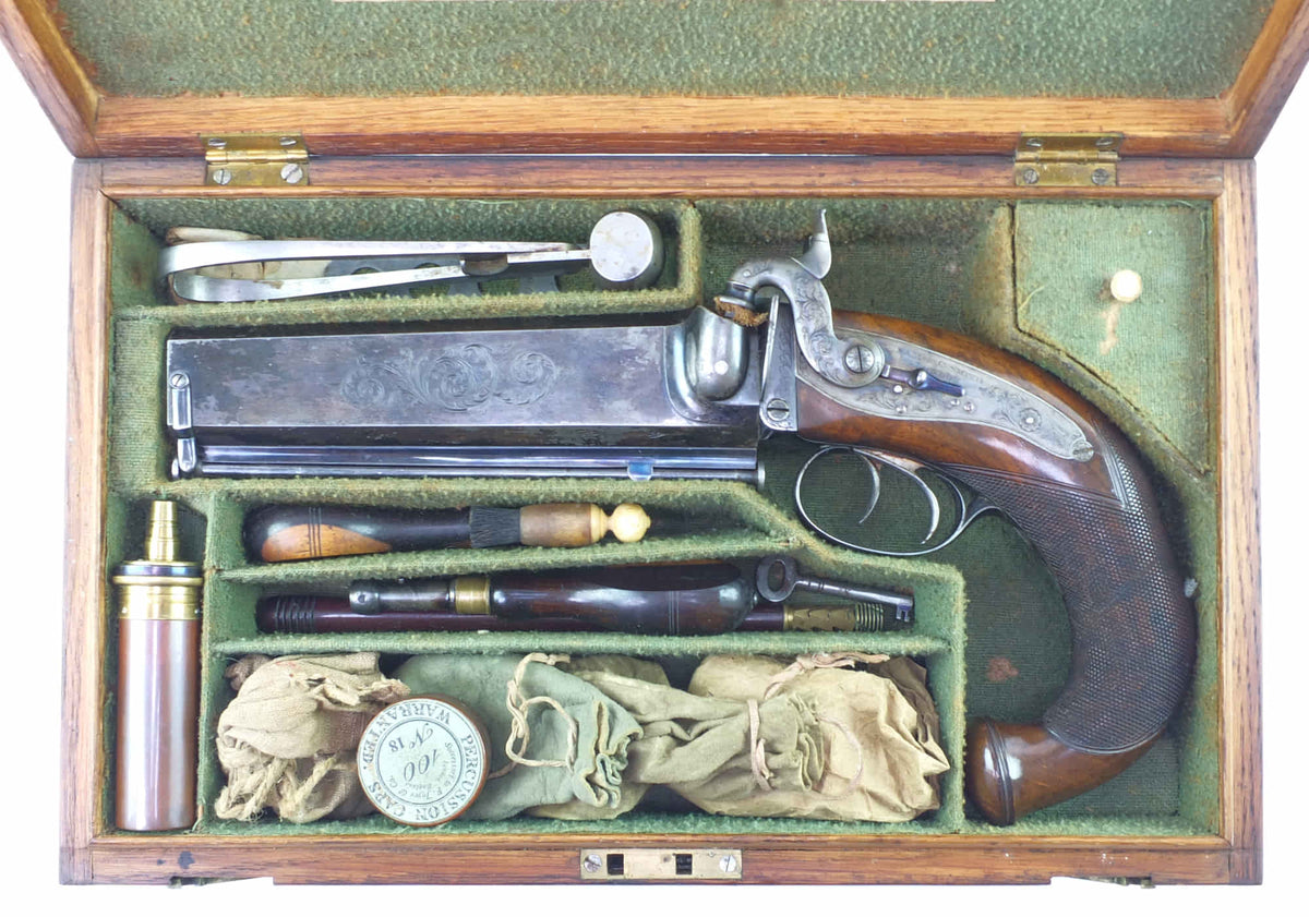 A Very Fine, Possibly Unique, Cased Howdah Pistol by Samuel and Charle ...