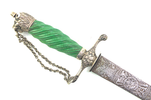 English Silver Mounted Hunting Hanger by William Kinman, fine. SN 8899