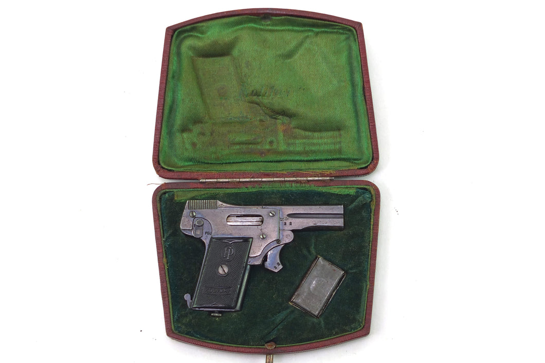 Hummingbird Gun 2.7mm Kolibri Self-loading Pistol in its original case, very rare. SN ...
