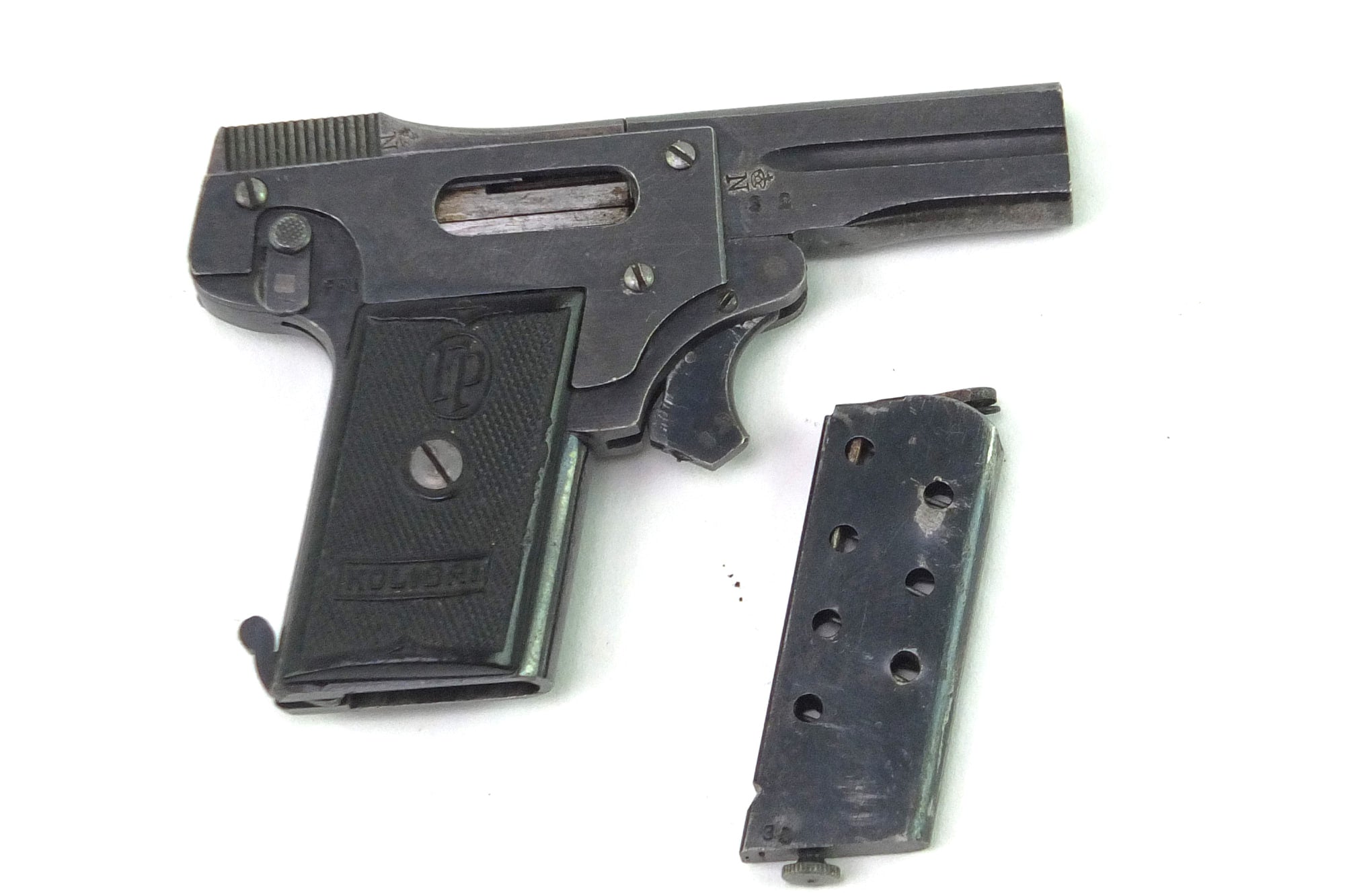 Hummingbird Gun 2.7mm Kolibri Self-loading Pistol in its original case, very rare. SN ...