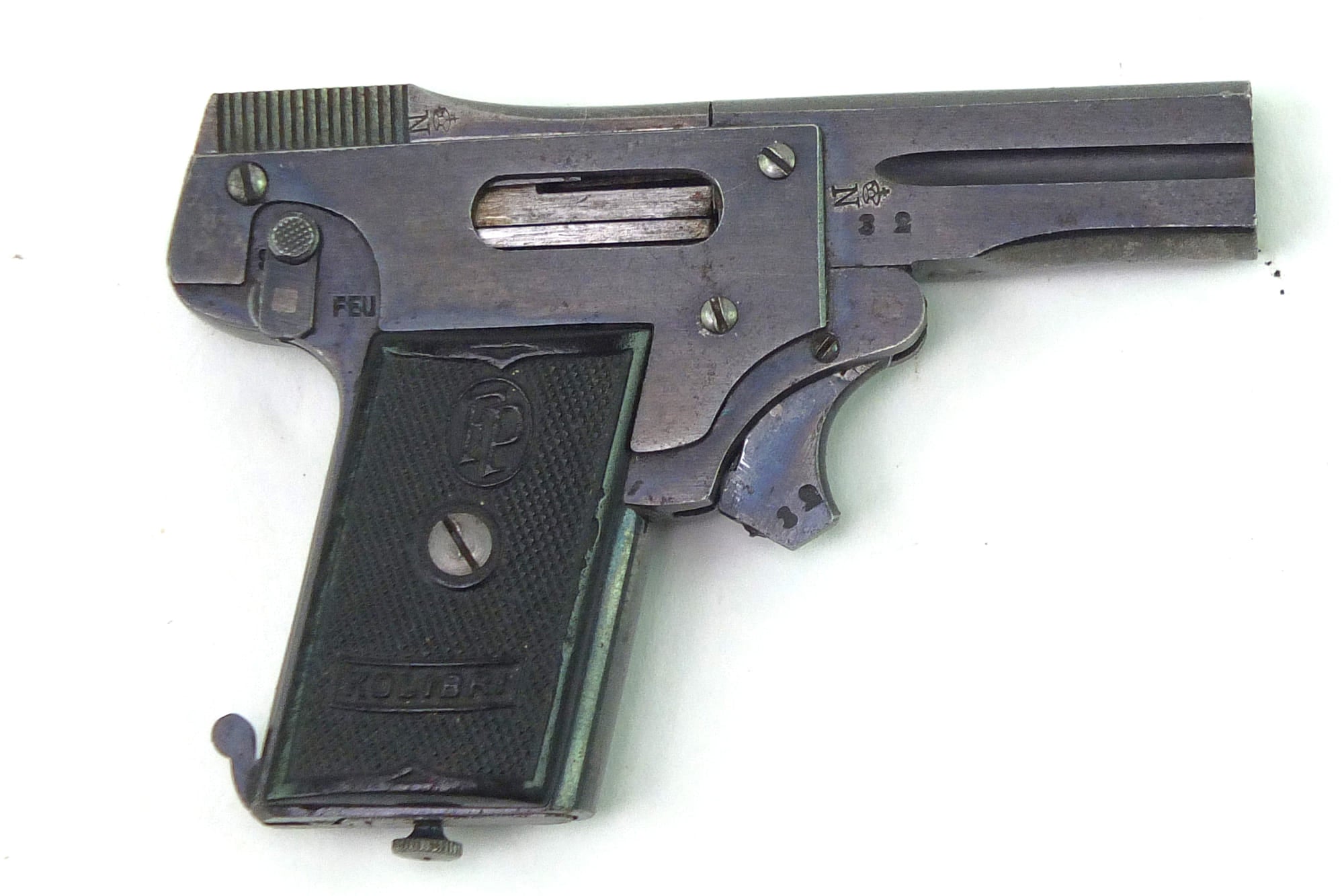 Hummingbird Gun 2.7mm Kolibri Self-loading Pistol in its original case, very rare. SN ...