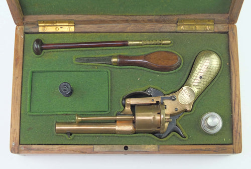 Bronze Lefaucheux Pinfire Cased Revolver, very decorative. SN 8803