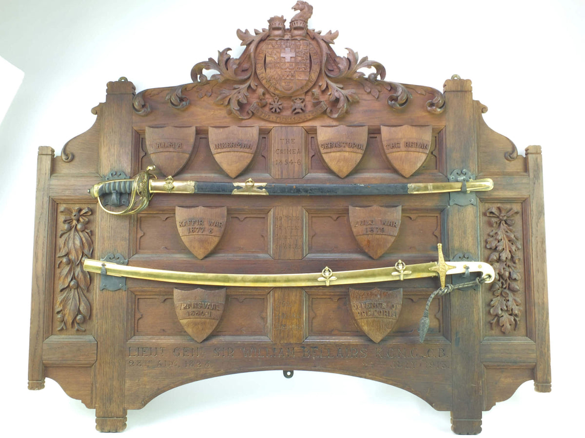 A Magnificent and Rare Carved Oak Sword Rack of Lieutenant General Sir ...