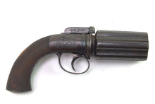 Load image into Gallery viewer, Pepperbox Revolver by Boston of Wakefield, Cased Five Shot 54 Bore, fine. SN 8954
