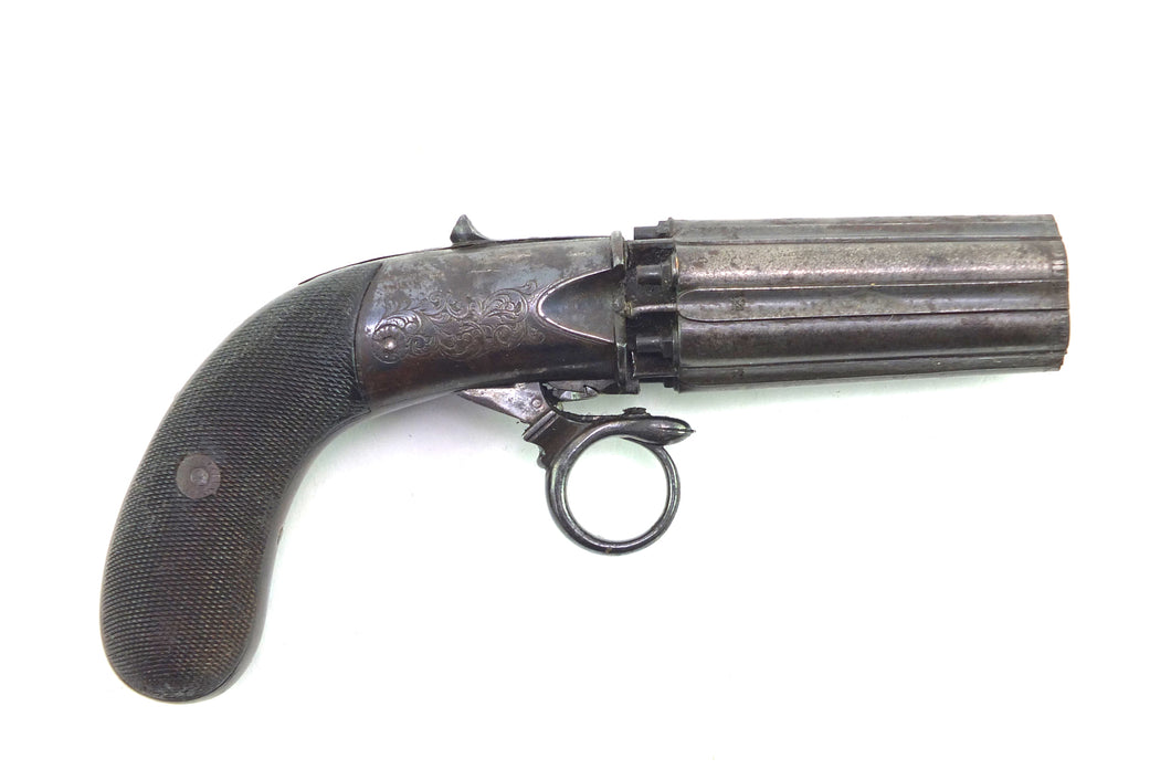 Coopers Patent Percussion 150 Bore Pepperbox 6 Shot Revolver. SN 8932