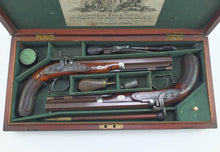 Load image into Gallery viewer, Percussion Duelling Pistols by Joseph Egg, fine cased pair. SN 8895
