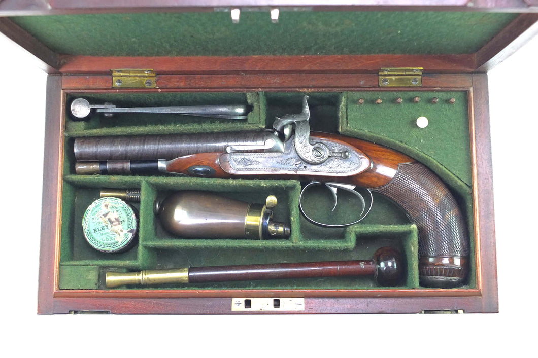 Double Barrelled Percussion Howdah Pistol by Charles Jones, very fine. SN 8927