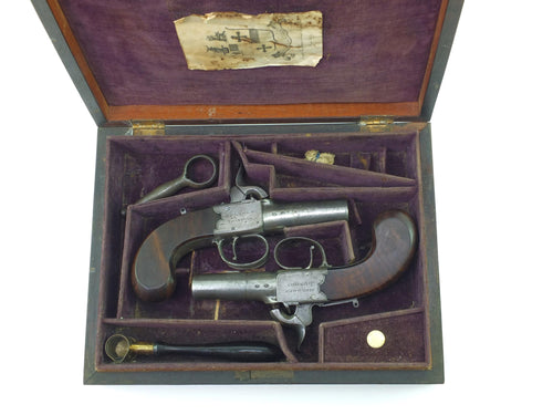 Percussion [from flintlock] Man Stopper Pocket Pistols by Clark.  SN X1955