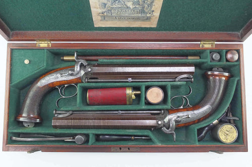 Percussion Officers Duelling Pistols by Forsyth & Co., fine, rare cased pair. SN 8903