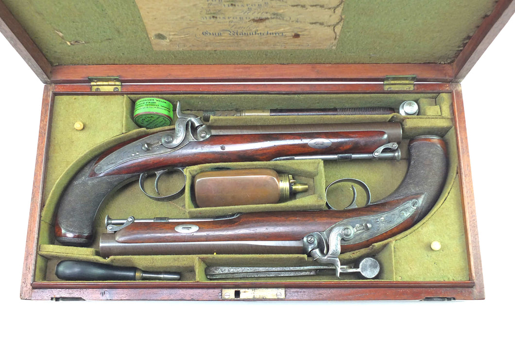 Percussion Officers Pistols by Purdey, very rare cased pair. SN 8894