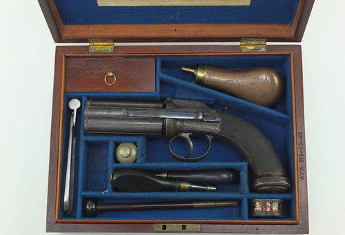 Percussion Pepperbox Revolver by J Purdey London, rare, cased. SN 8975