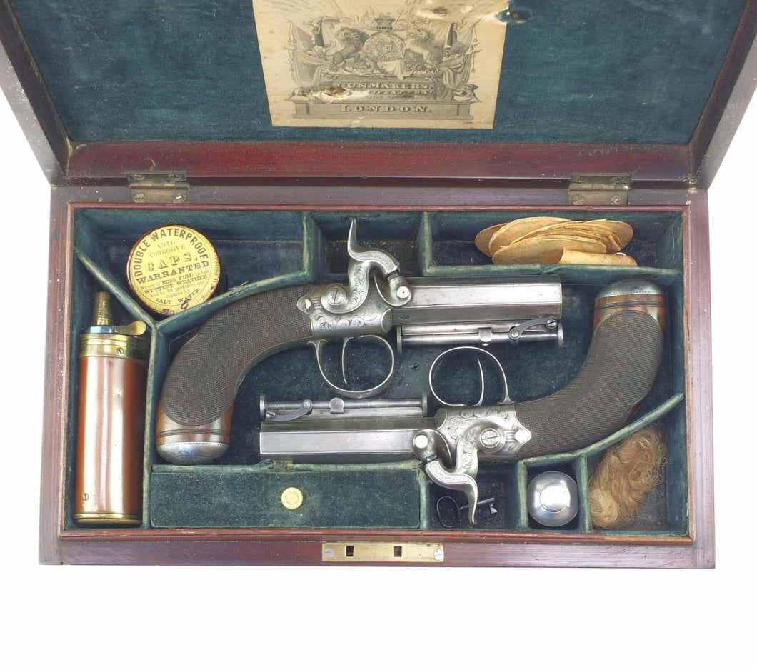 Forsyth & Co Percussion Pocket Pistols, a rare cased pair. SN 8745