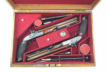 Load image into Gallery viewer, Percussion Rifled Target Pistols by Alex Henry, Purdy Style, Fine Cased Pair. SN 8928
