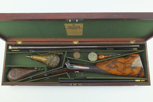 Double Barrel Percussion Sporting Gun by John Probin, fine, cased. SN 8930