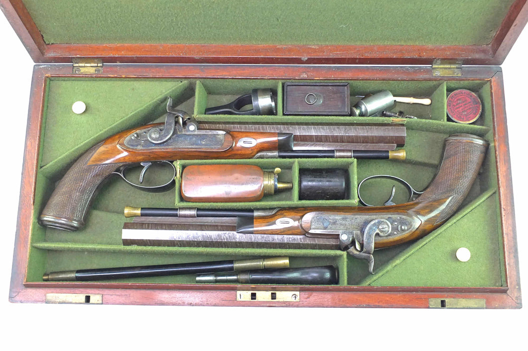 Percussion Target or Duelling Pistols by Joseph Manton, fine rare cased pair. SN 8950