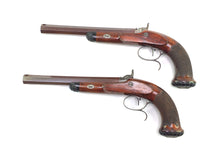 Load image into Gallery viewer, Percussion Target Pistols by Joseph Lang, fine cased pair. SN 8949

