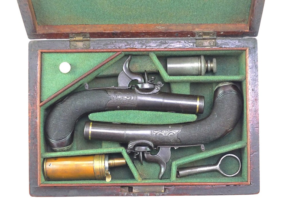 Percussion Top Hat Pistols, Very Fine Cased Pair. SN 8822