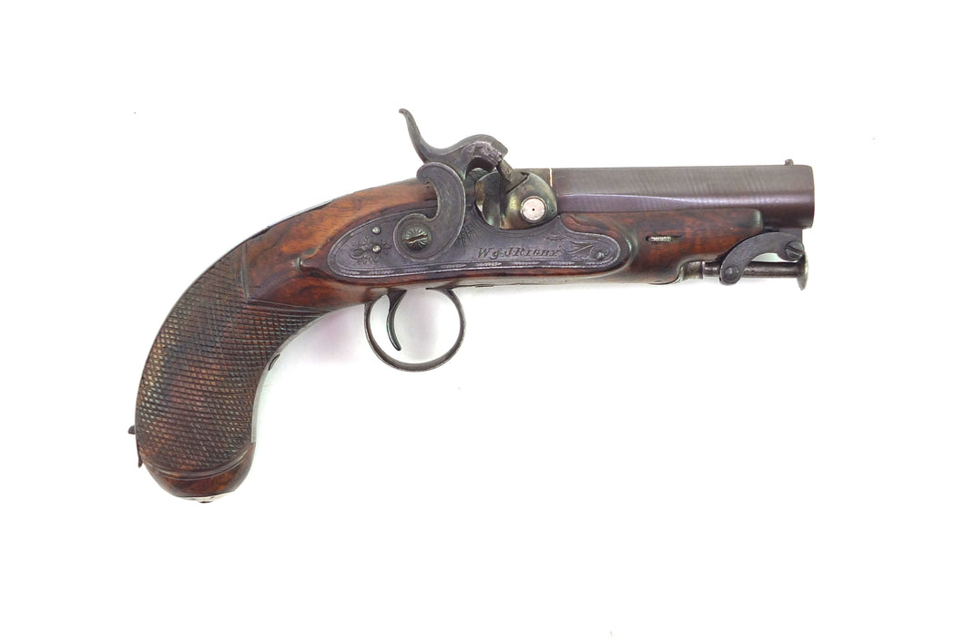 Magazine In Butt Percussion Travelling Pistol by W & J Rigby. SN 8951