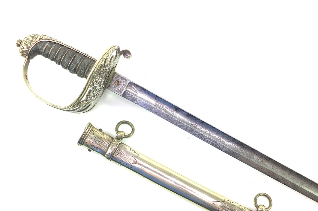 St Georges Rifles Presentation Sword, German silver scabbard, very fine. SN 8819