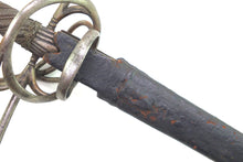 Load image into Gallery viewer, Italian Rapier with a Toledo Blade in its Original Scabbard, Swept Hilt, fine. SN 8969
