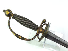 Load image into Gallery viewer, French Chiselled Iron Hilt With Gold Inlay Small Sword. SN 8575
